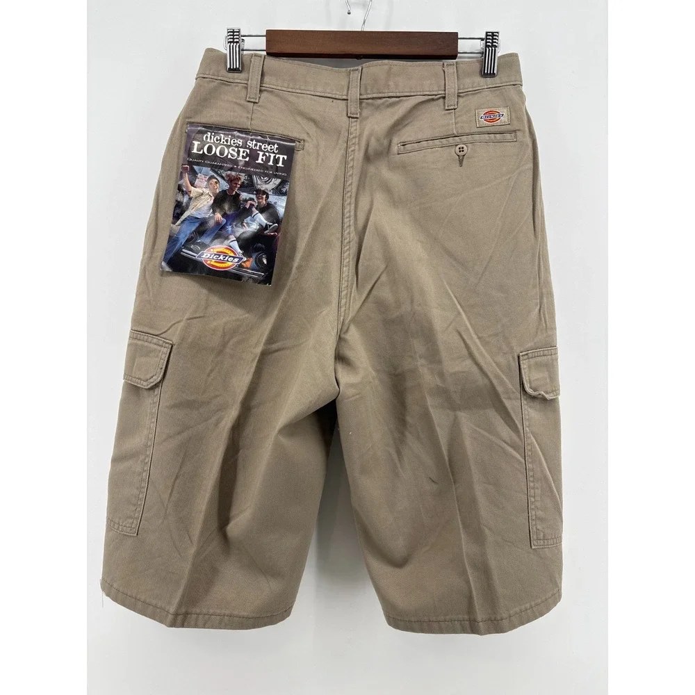 Dickies Mens Cargo Shorts Khaki Tan Twill Loose Fit Flat Front Street Y2K 31 NWT